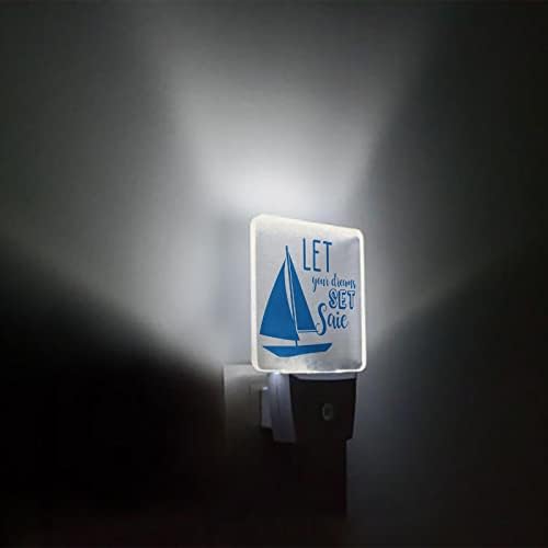 Çocuklar için gece lambası, Okyanus Yelkenli Pamuk Keten Doku LED gece lamba fişi Duvara ışık sensörleri ile Alacakaranlıkta