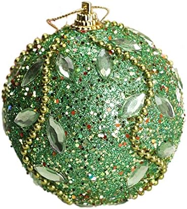 Noel Glitter Baubles Noel ağacı süsleme dekorasyon 8 CM ışıksız Noel çelenk 12 Ft