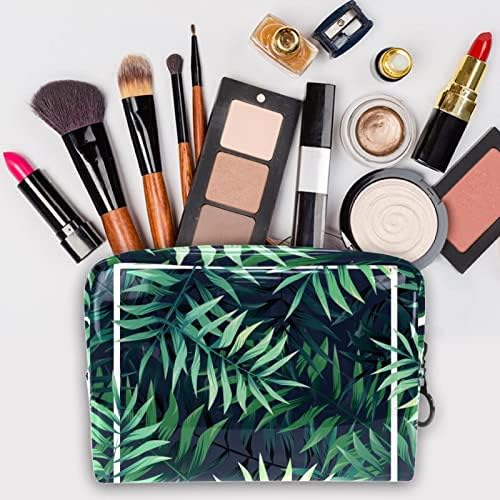 TBOUOBT Makyaj Çantası Seyahat kozmetik çantası Kılıfı Çanta fermuarlı çanta, Tropikal palmiye Yaprakları Yaz aylarında Yeşil