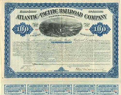 Atlantik ve Pasifik Demiryolu A. Ş. - 100 $ Ödenmemiş Altın Tahvili (Ödenmemiş)