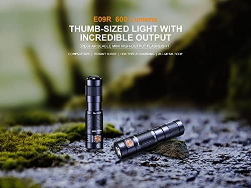 EdisonBright Fenix E09R 600 Lümen USB-C Şarj Edilebilir Kompakt EDC Anahtarlık El Feneri şarj kablosu Taşıma çantası