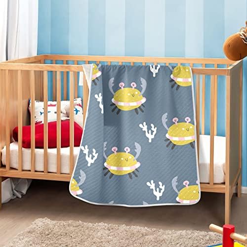 Kundak Battaniyesi Bebekler için Komik Bebek Yengeçleri Pamuklu Battaniye, Battaniye Alma, Beşik için Hafif Yumuşak Kundak