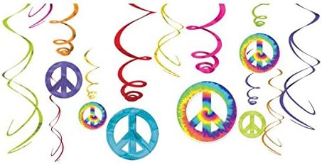 Amscan Groovy 60'lı Parti Barış Burcu Girdap Süslemeleri Değer Paketi, Bir Boyut, Çok Renkli, 6ct