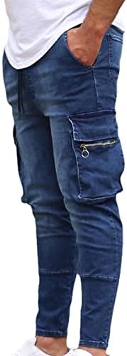 Maiyifu-GJ erkek Slim Fit Çok Cepler Kot Sıska Streç Denim kalem pantolon Yan Cep Hip hop Konik Bacak Jean