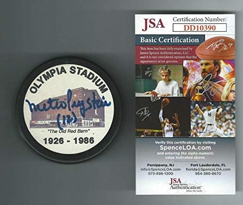 Metro Prystai İmzalı Detroit Red Wings Olympia Stadyumu Diski JSA COA DD10390 İmzalı NHL Diskleri