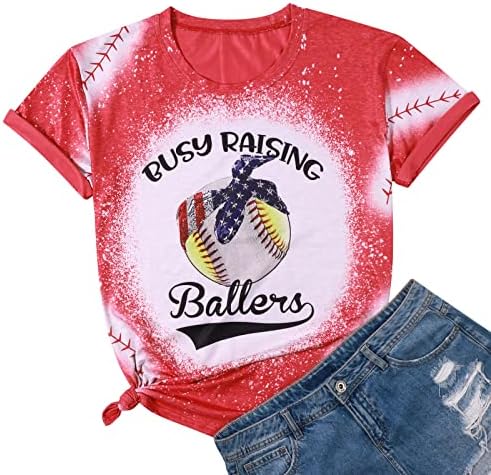 Meşgul Yetiştirme Ballers Tshirt Kadın Beyzbol Severler Gömlek Softbol ABD Gömlek Komik Grafik Tee Tops