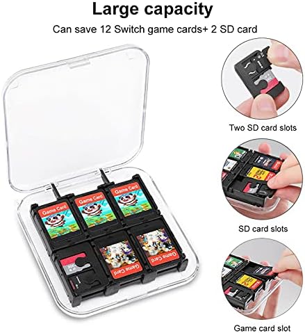 Kahverengi Eski Pug Yüz Oyun Kartı saklama kutusu Sert Koruyucu Organizatör Kutusu Nintendo Anahtarı İçin (12 Yuvası Şeffaf
