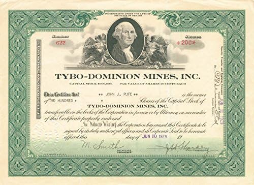 Tybo-Dominion Madenleri, Inc. - Stok Sertifikası