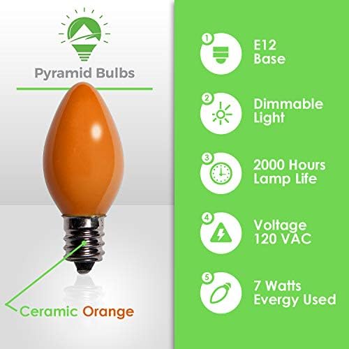 4 Paketi 7 Watt C7 seramik turuncu gece ampuller küçük renkli 7C7 120 volt şamdan E12 taban lambaları için Cadılar Bayramı,