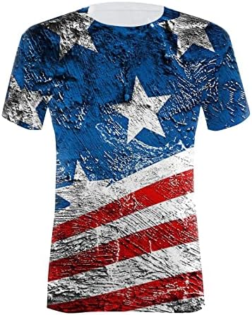 4th Temmuz Gömlek Kadın ABD Bayrağı Yaz Kısa Kollu O-Boyun Tunik Üstleri Yıldız Çizgili Gevşek Fit Casual Parti Gömlek Tunik