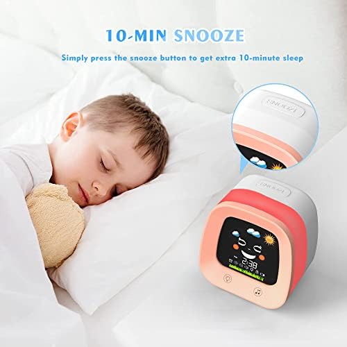Wisoee Çocuklar çalar saat, uyanmak için tamam saat, Gece lambası ile bebekler için uyku eğitimi saati, Ses makinesi, şekerleme