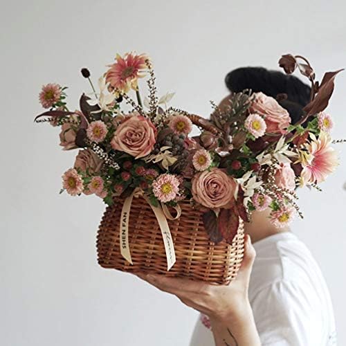 PRETYZOOM Retro Çiçek Sepeti Çim Dokuma Su Geçirmez kamış örgü çiçek sepeti Düğün Çiçek kız Basket Düğün Ev Dekor için