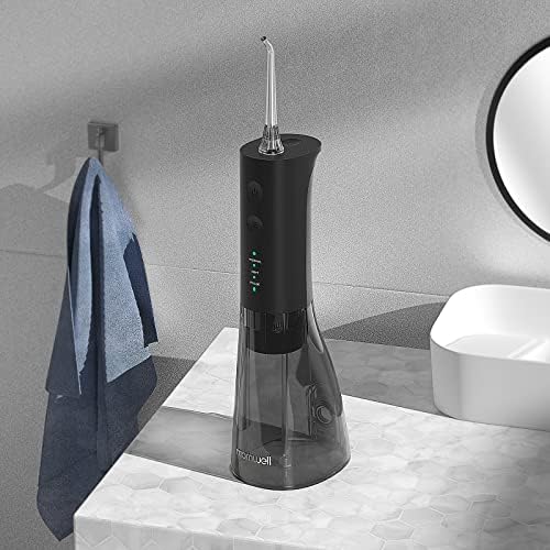 Diş duşu, 300ML Akülü diş duşu, Mornwell 3s Basınçlı Kreşendo Oral Irrigator, 4 Uçlu Profesyonel Şarj Edilebilir Taşınabilir