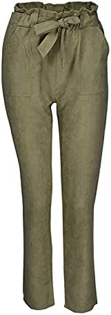 MGBD Bayan Casual Yüksek Belli Kalem cepli pantolon Yay-Düğüm Slim Fit Elastik Bel Sıkı Moda Pantolon İş için